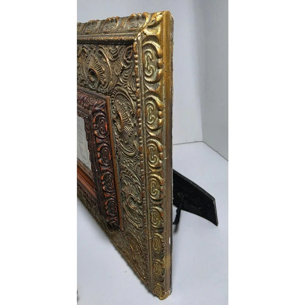 Vintage Ornate Gold Tone Picture Frame Venice Gondola Photo 12x14 Heavy Solid